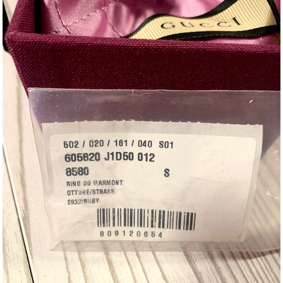 💖💯🆕Gucci Marmont Double G Pink Crystal Ring in Gold - Picture 12 of 16